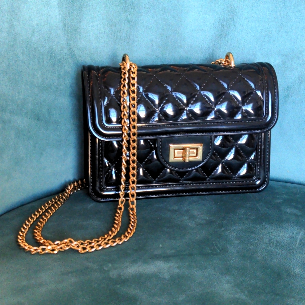 Vinyl Quilted Shoulder Bag
